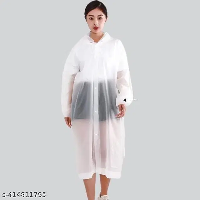 Polyester Rain Coat for Men & Women, White, Free Size