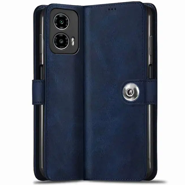 Artificial Leather Flip Cover for Motorola Moto G96 5G (Blue)