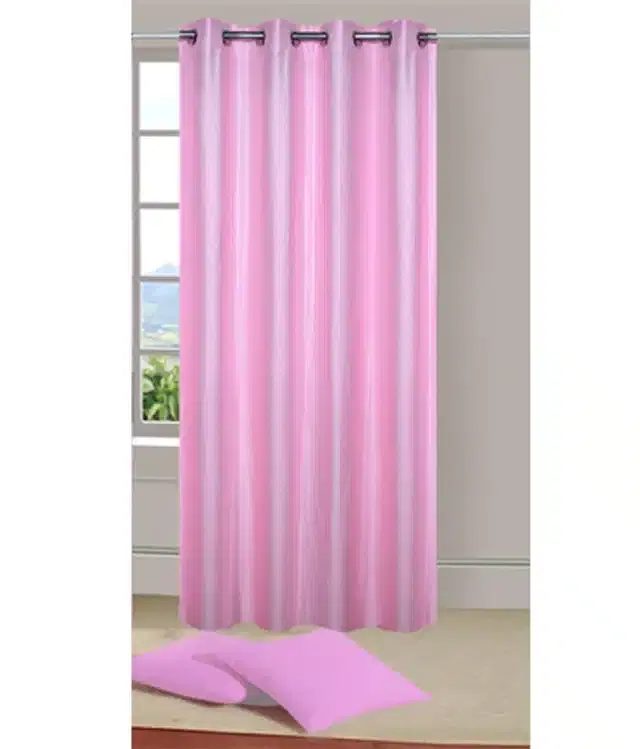 Polyester Solid Door & Window Curtains, Baby Pink, 7 feet