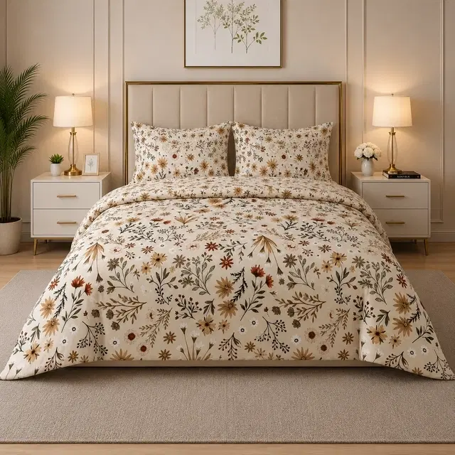 SimpleHome Microfiber Queen Bedsheet Floral Brown 88x96inch