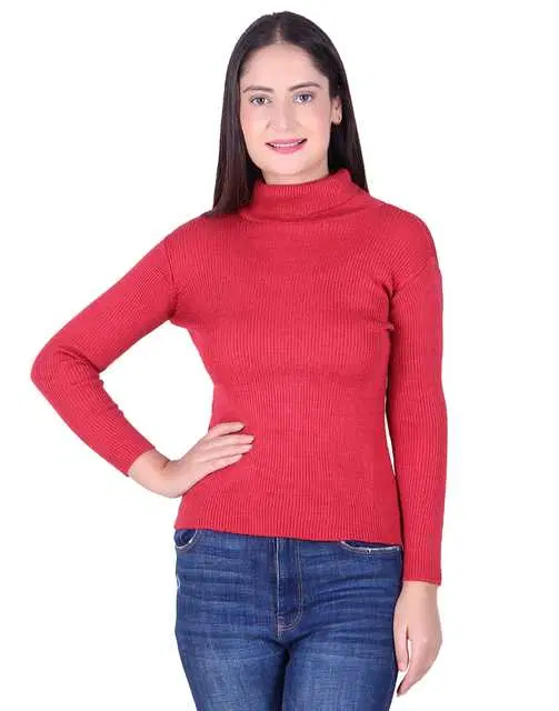Women's Full Sleeves Sweater (Coral, XXL) (M380)