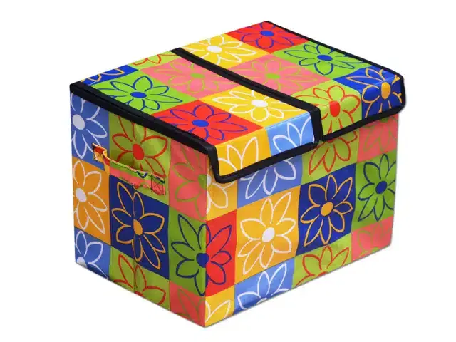 PVC Printed Multipurpose Partitioned Storage Box, Multicolor