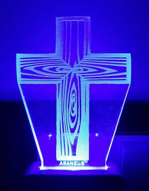 Unicept Christian Cross 3D Illusion LED 7 Color Changing Night Lamp, Multicolor, NE-50