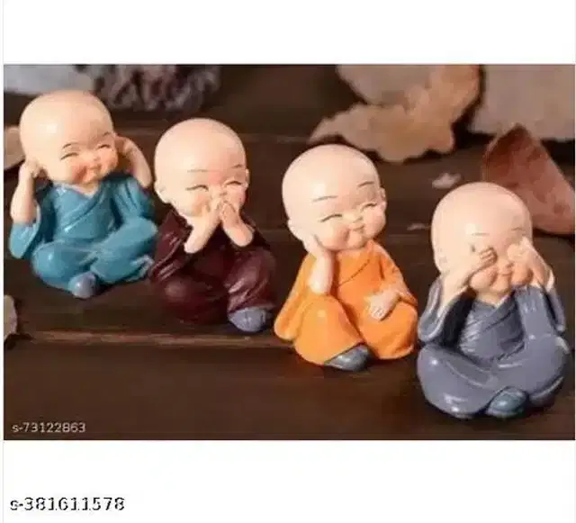 Resin Baby Monks Showpieces, Multicolor, Set of 4
