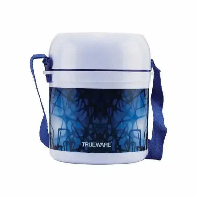 Trueware Office 2 BPA Free Plastic Lunch Box with 3 Stainless Steel Containers 300 ml x 2, 200 ml x 1, Blue