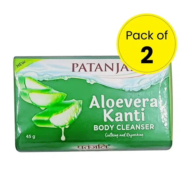 Patanjali Kanti Aloe Vera Body Cleanser Soap 2X75 g (Pack of 2)