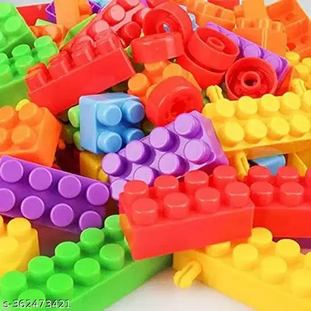 Plastic Block Toys for Kids, Multicolor, Set of 50
