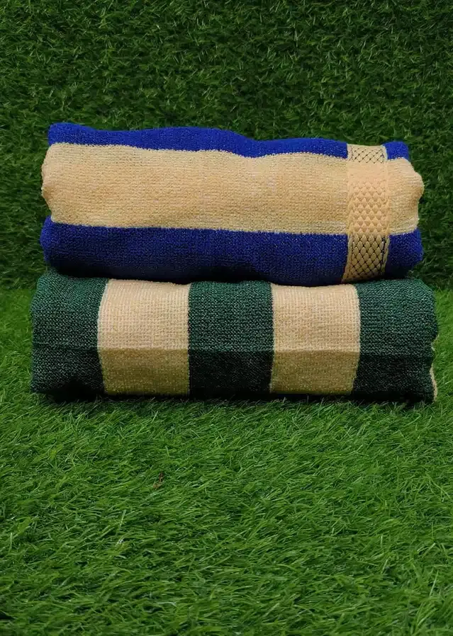 Bath Towel, Pack of 2, Blue & Green, 24x48 inches