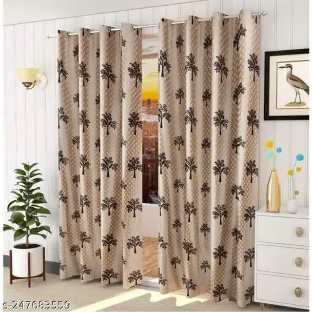 Curtains for Door, Beige, 7 Feet, Pack of 2