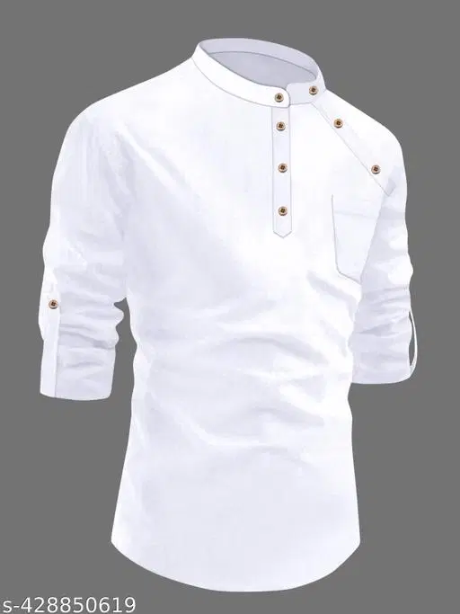 Solid Cotton Kurta Set for Boys (White, 12-13 Years)