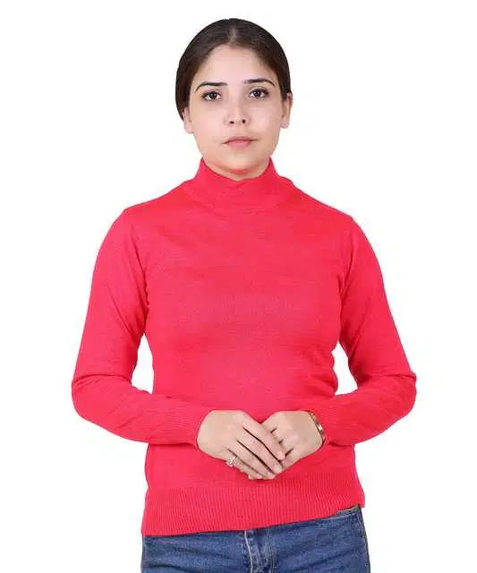 Women's Full Sleeves Sweater (Pink, L) (M346)