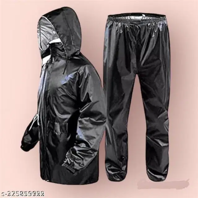 Polyester Rain Coat for Men, Black, S