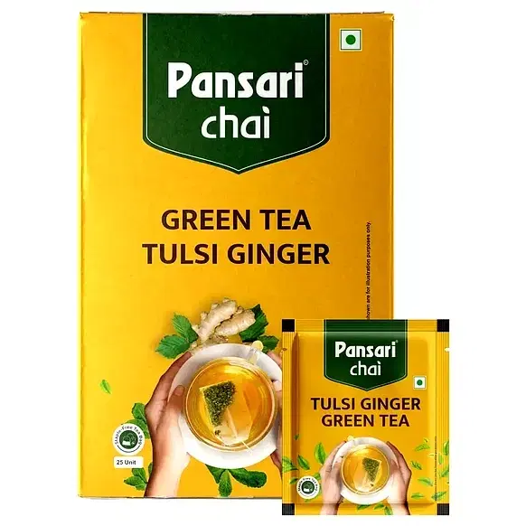 Pansari Chai Tulsi Ginger Green Tea 1.8 g X 25 DIPS