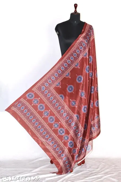 Cotton Printed Dupatta for Women & Girls, Pink (Free Size)