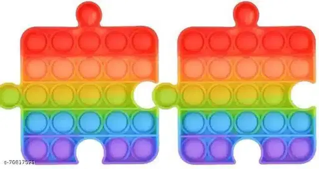 Silicone Pop It Fidget Stress Relief Toy, Multicolor, Pack of 2