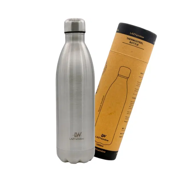 Double Wall Insulated Thermosteel Bottle, Silver, 1000 ml