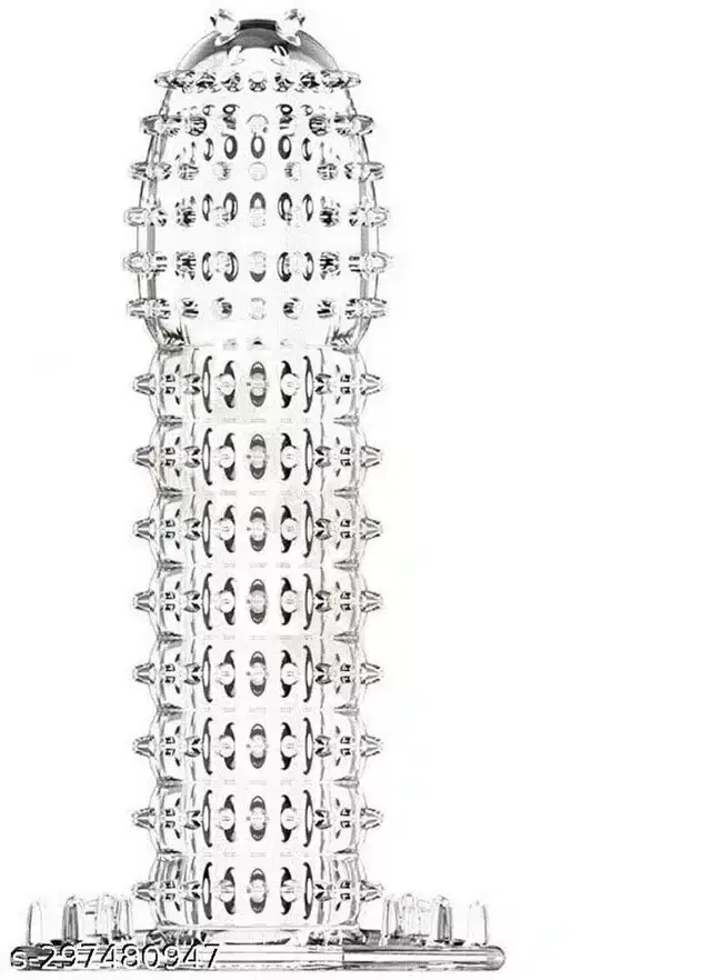 Silicone Reusable Extra Dotted Condom, Transparent