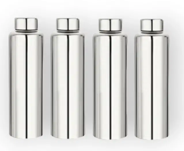 Stainless Steel Water Bottle, Silver, 1000 ml, Pack of 4