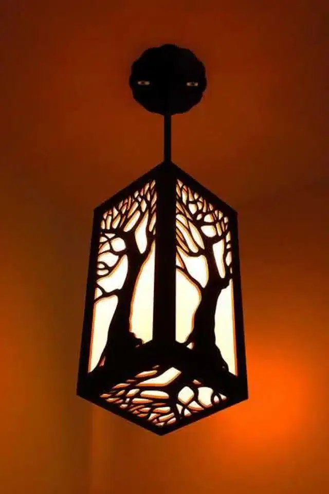 Willson Wooden Hanging Ceiling Light Lamp For Home & Office Decoration, Brown, 25.5 x 12 x 12 CM, NF-014