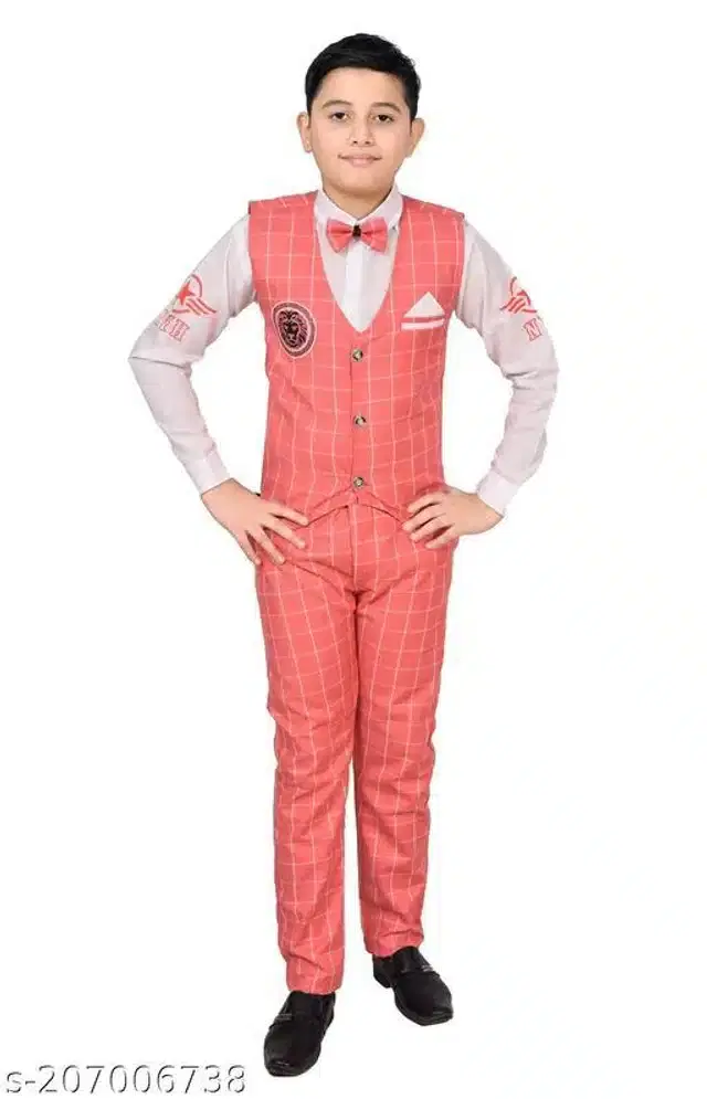 3 Pcs Coat Pant Set for Boys (Multicolor, 4-5 Years)