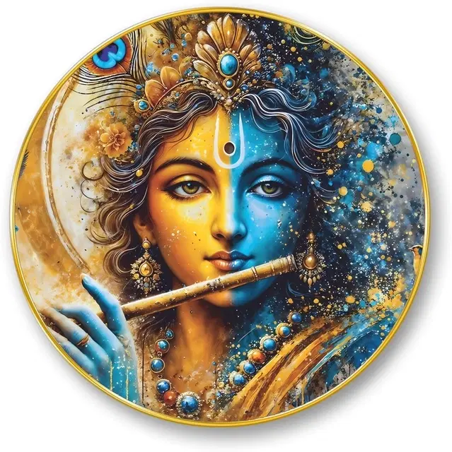 Kc Arts Uv Coated Beautiful Krishna Wall Hanging 12x12in