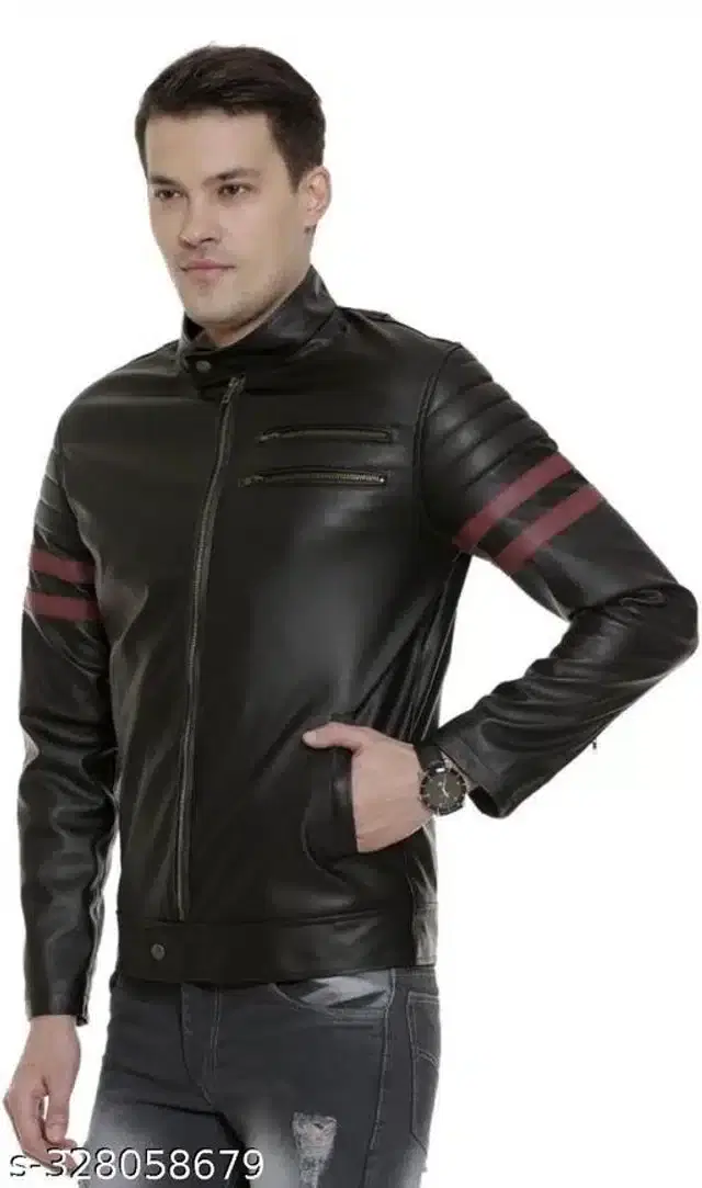 Synthetic Jacket for Men (Black, L)