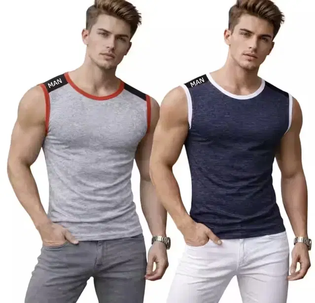 Cotton Jym Vest for Men, Multicolour, Pack of 2 (S)