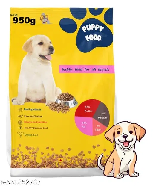 Dog Puppy Super Nutrious Dry Kibble Food ,950g ,(Pack Of 1)