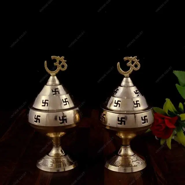 Gift On Door Brass Akhand Diya with Om, Gold, AAC-25