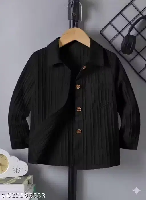 Cotton blend shirt for boys, Black (0-1 Years)
