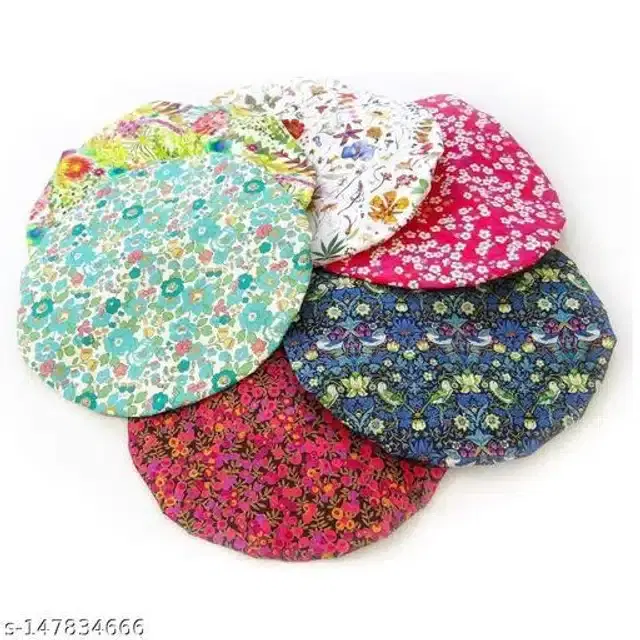 Plastic Waterproof Shower Caps, Multicolor, Pack of 6