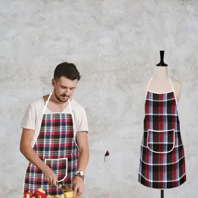 Cotton Kitchen Aprons, Multicolor, Pack of 2