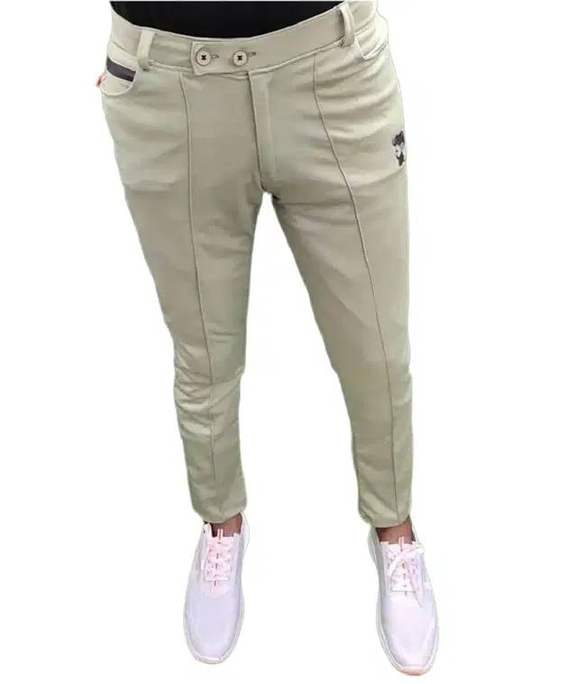 Lycra Track Pant for Men (Beige, 34)