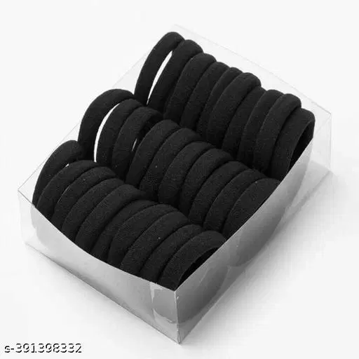 Everyday Rubber Bands for Women (Black, Pack of 30)