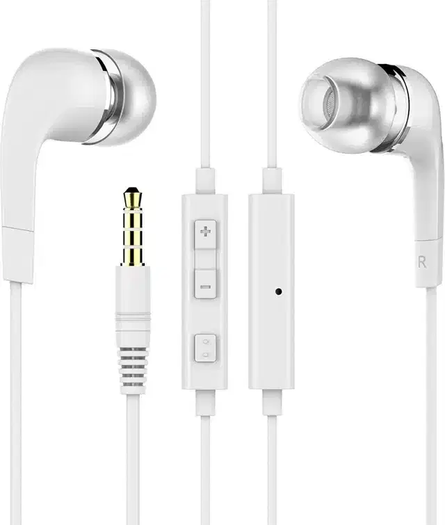Wired In-Ear Headphones with Built in-line Mic, White