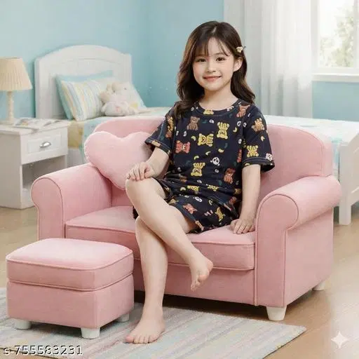 Night Suit for Girls (Black, 10-11 Years)