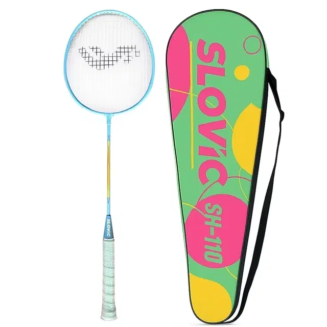 Slovic Iron Badminton Racquet With Cover, White, 120 g, 66 X 20 Cm
