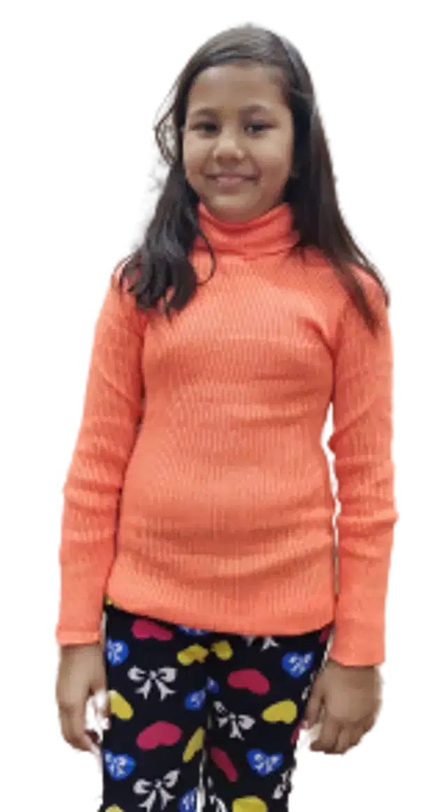 Full Sleeves Solid Sweater for Girls (Orange, 0-3 Months)