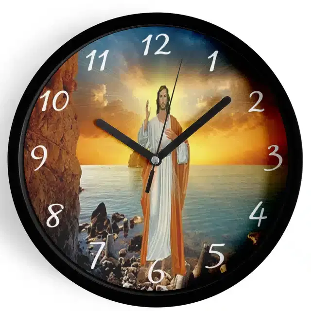 Plastic Jesus Printed Wall Clock, Multicolor, 10x10 Inches