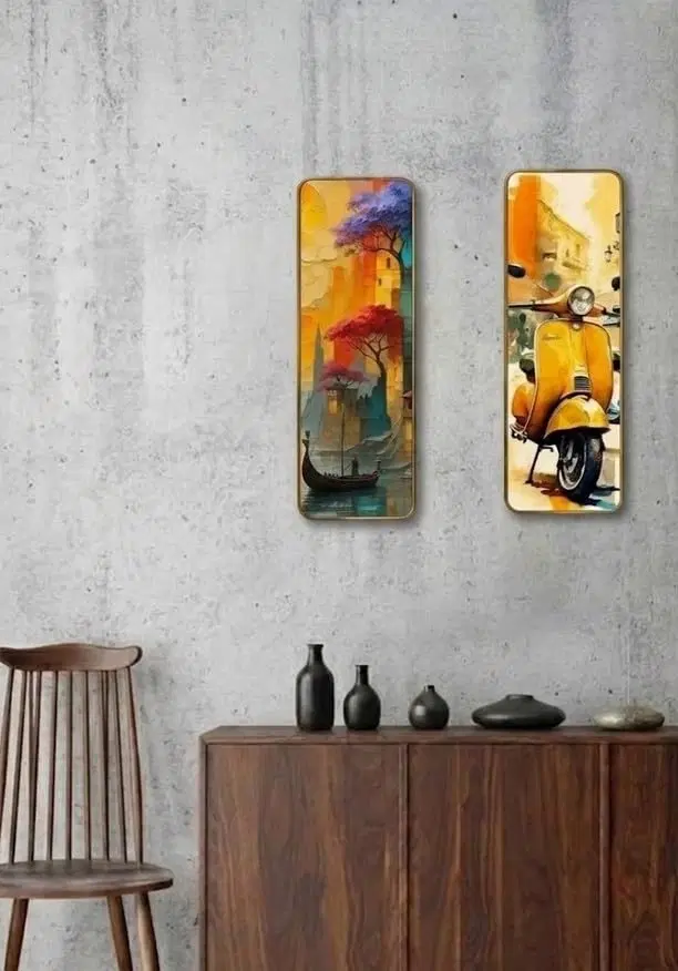 Kc Arts Uv Coated Scooter Scenary Wall Hanging 6x18in Pack Of 2