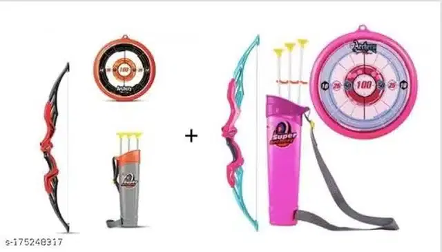 Plastic Archery Bow & Arrow Toy Set, Multicolor, Set of 2