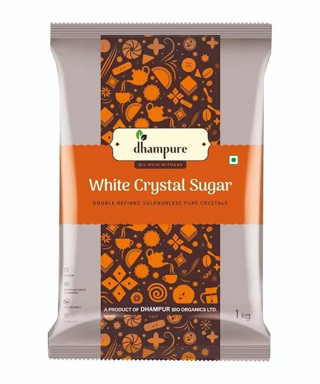 Dhampure White Crystal Sulphurless Sugar 1 Kg