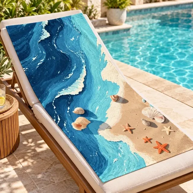 SimpleHome Digital Printed Towel 70x140cm 220gsm 100% Polyester Beach Look