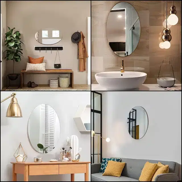 Acrylic Oval Shape Mirror Sticker for Wall, 30x20 cm, Pack of 1