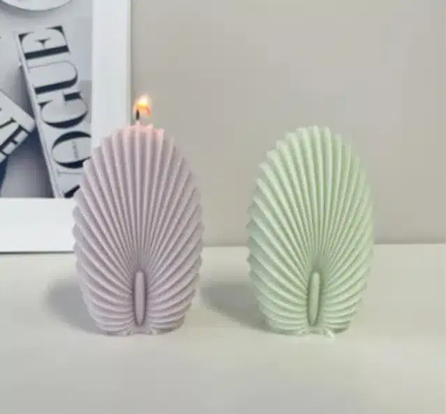 Geometric Shape Candles, Sea Green & Lavender, Pack of 2