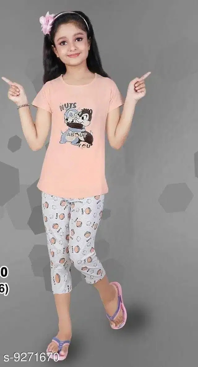 Nightsuit for Girls (Multicolor, 3-4 Years)