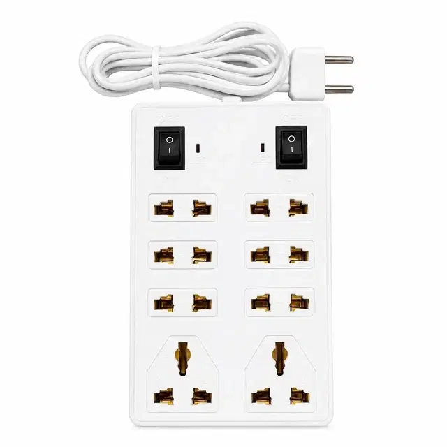 SimpleHome Mini 8 Socket Extension Board with 2 Meter Cable, White