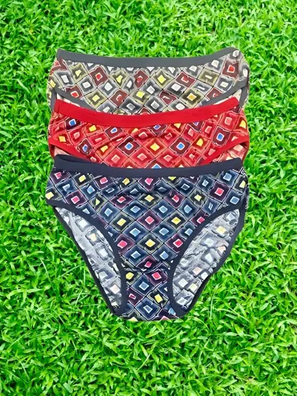 Cotton Printed Briefs for Women, Pack of 3 (Multicolor, M)