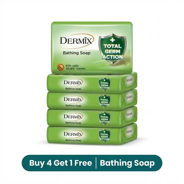 Dermix Germ Protection Bathing Soap 5X100 g (Buy 4 Get 1 Free)