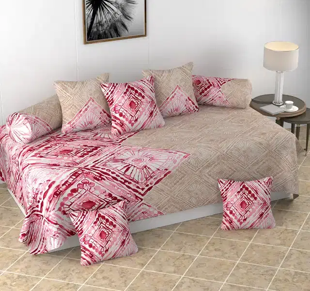 Microfiber Diwan Cover Set, Cream, Pack of 8